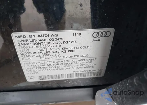 2020 Audi Q5 Premium 45 Tfsi Quattro S Tronic z USA, uszkodzony, nr VIN WA1ANAFY4L2041047